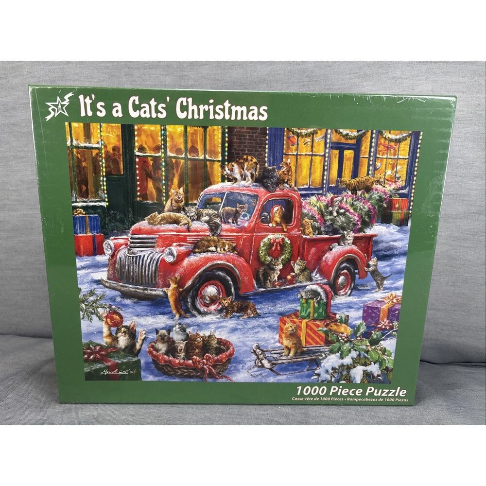 Vermont Christmas Company It's a Cat's Christmas 1000 PC Jigsaw Puzzle SEALED